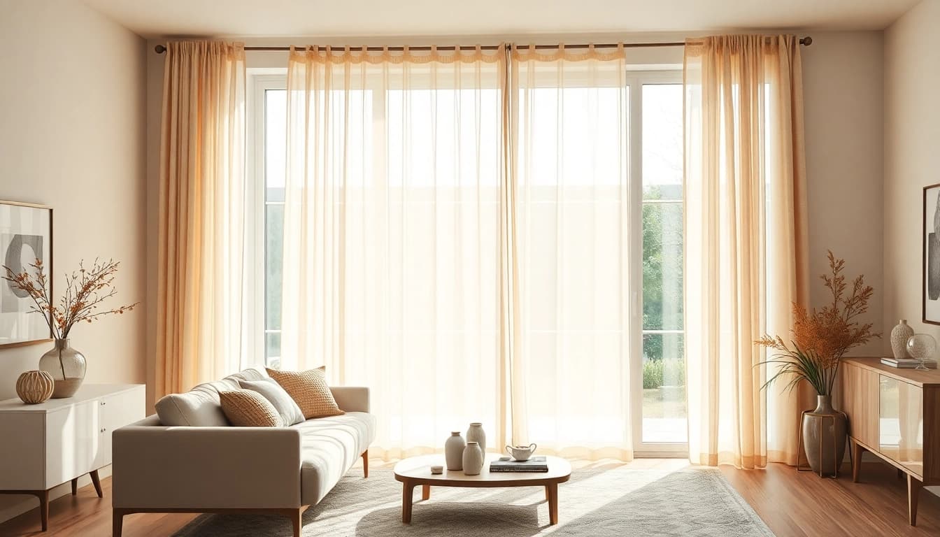 Plissee Maßanfertigung im eleganten Wohnzimmer mit harmonischem Licht und modernes Design hervorheben.