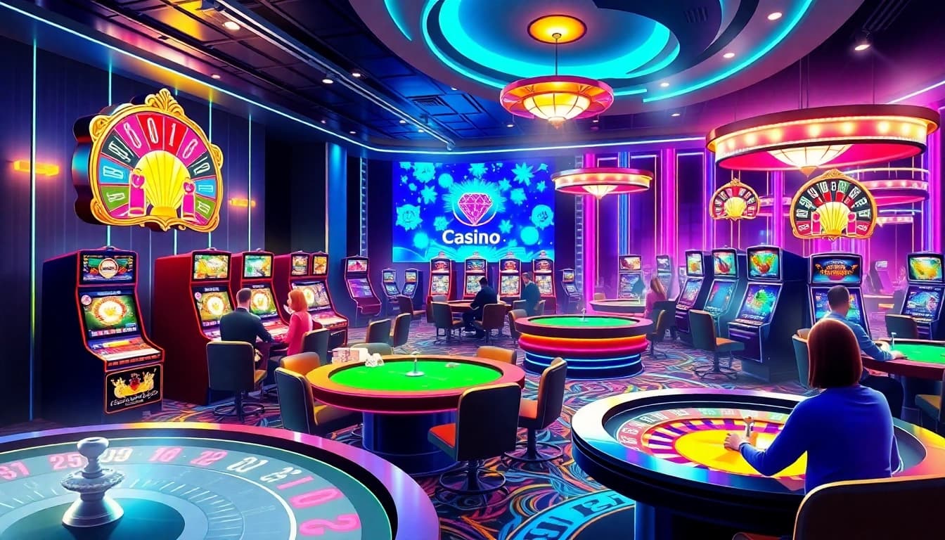 Play exciting games at this online casino Österreich featuring vibrant slot machines and roulette wheels.