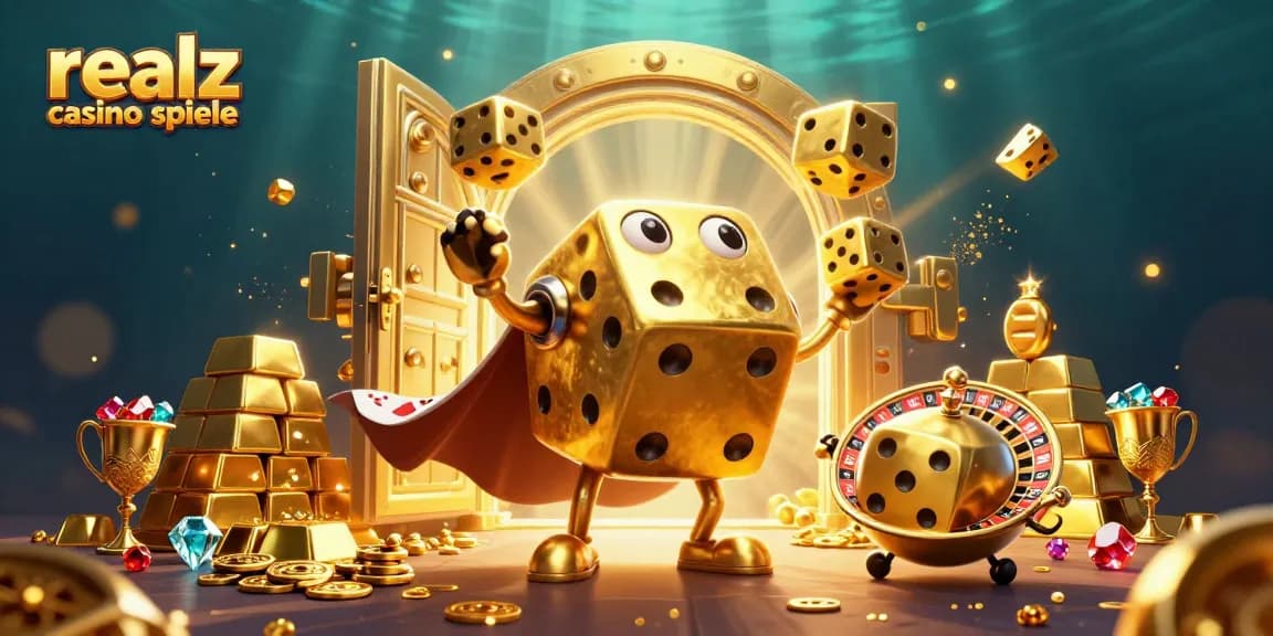 Erlebe die faszinierende Welt der realz casino spiele mit einem dynamischen Dice-Golem und funkelnden Schätzen.
