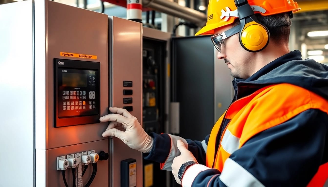 Technician conducting a DGUV V3 Prüfung to ensure workplace safety and compliance.