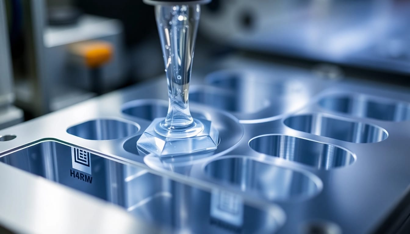 Observe the process of Polymethylmethacrylat im Spritzguss as acrylic is formed into precise shapes, highlighting its clarity and application.