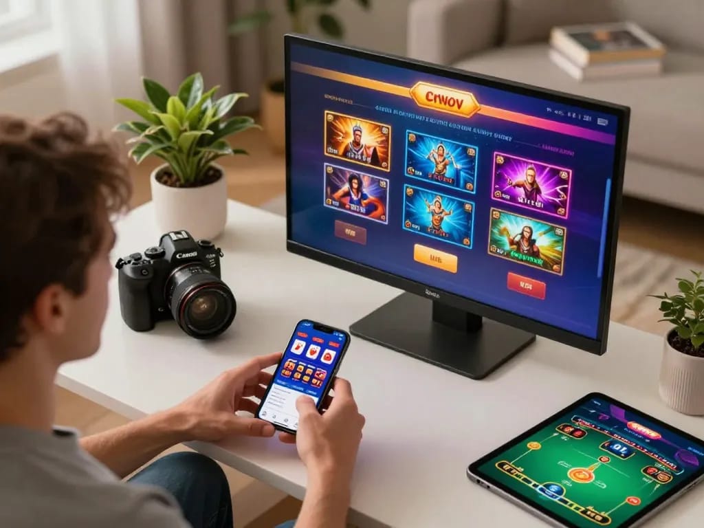 Engaging online casino gaming with keonhacaii emphasizing interactive bets and colorful graphics in a cozy setting