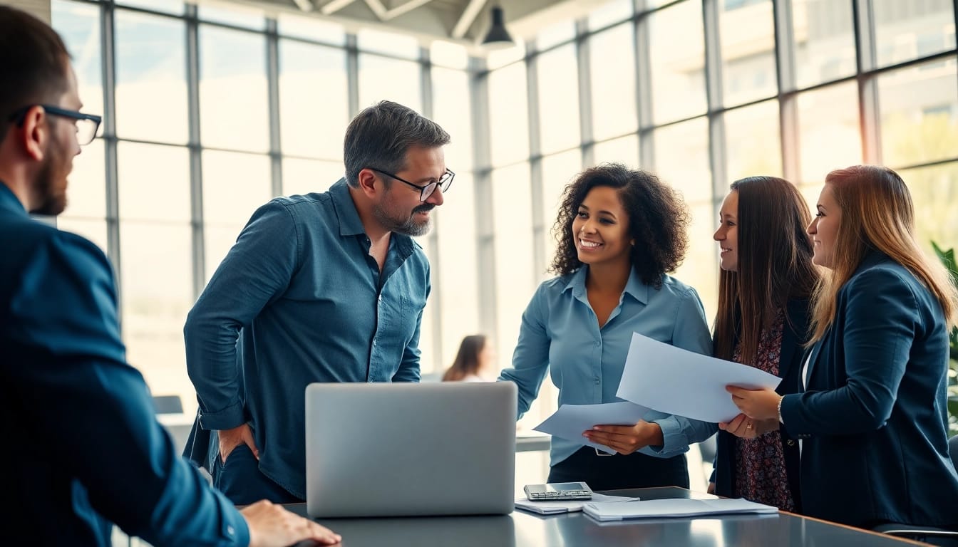 Headhunter Ingenieure in professioneller Interaktion in modernem Büro.