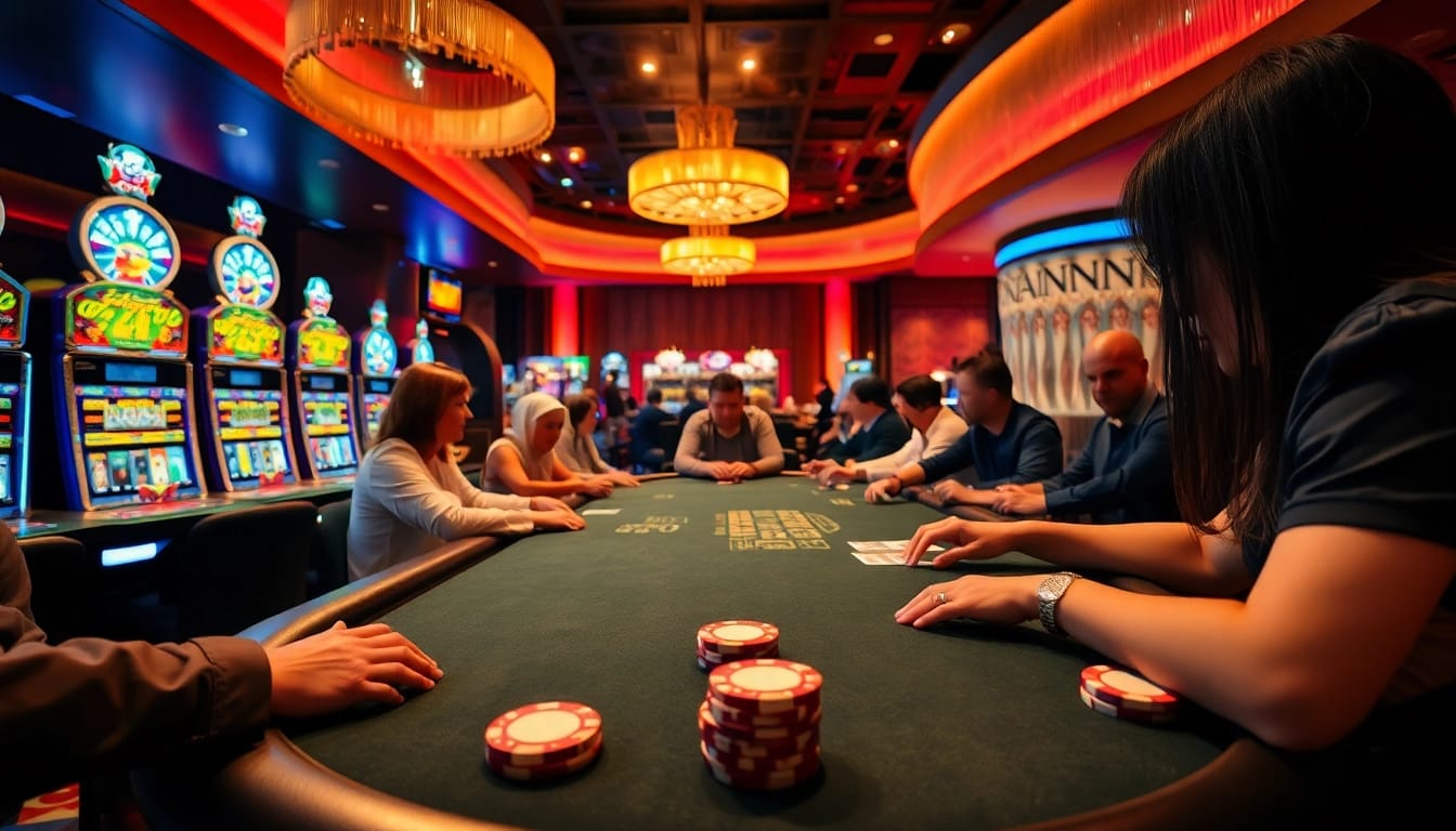 Spieler am Tisch mit pflegedienst griesheim, begeistert von den Casinospielen.