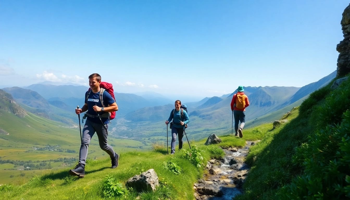 Kerry Way wandern in der irischen Natur, Hiker genießen die Landschaft.