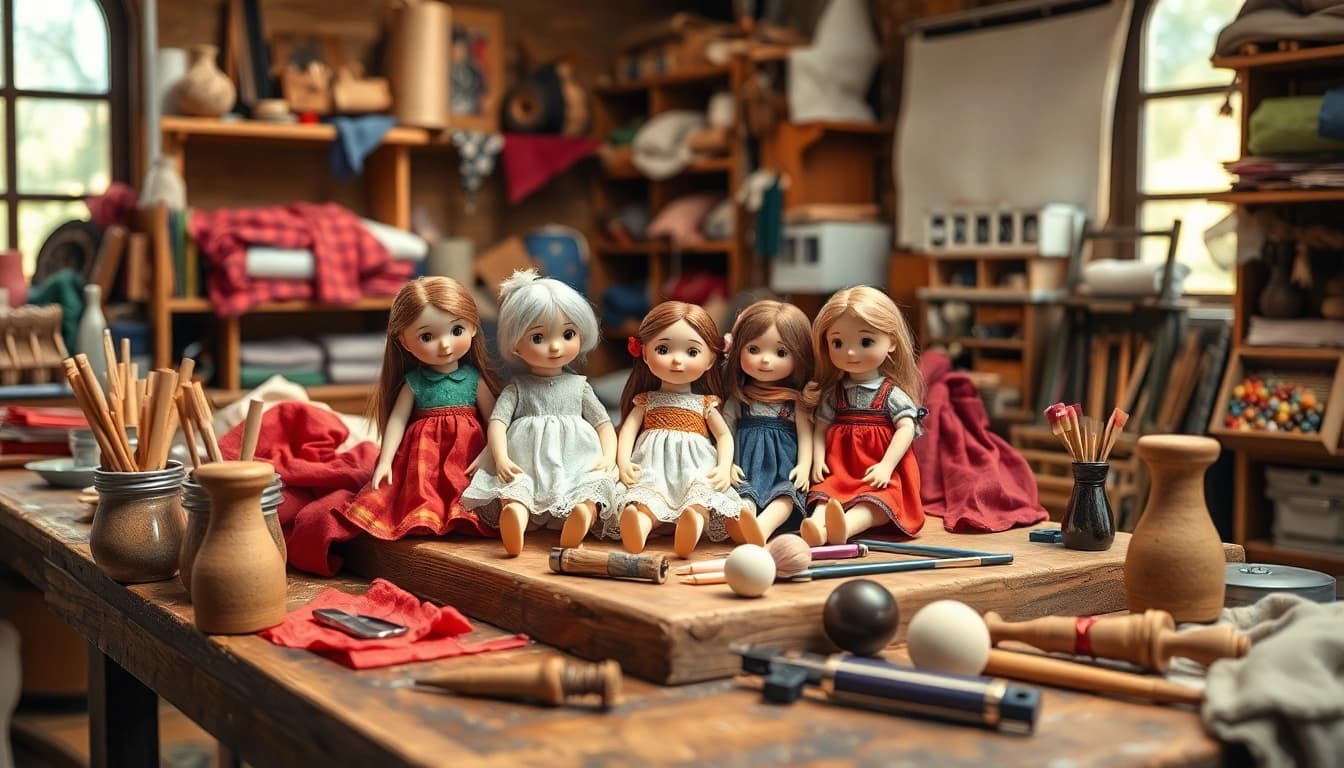 Gestalten von einzigartigen Gutdolls in einem Künstleratelier mit handgefertigten Details.