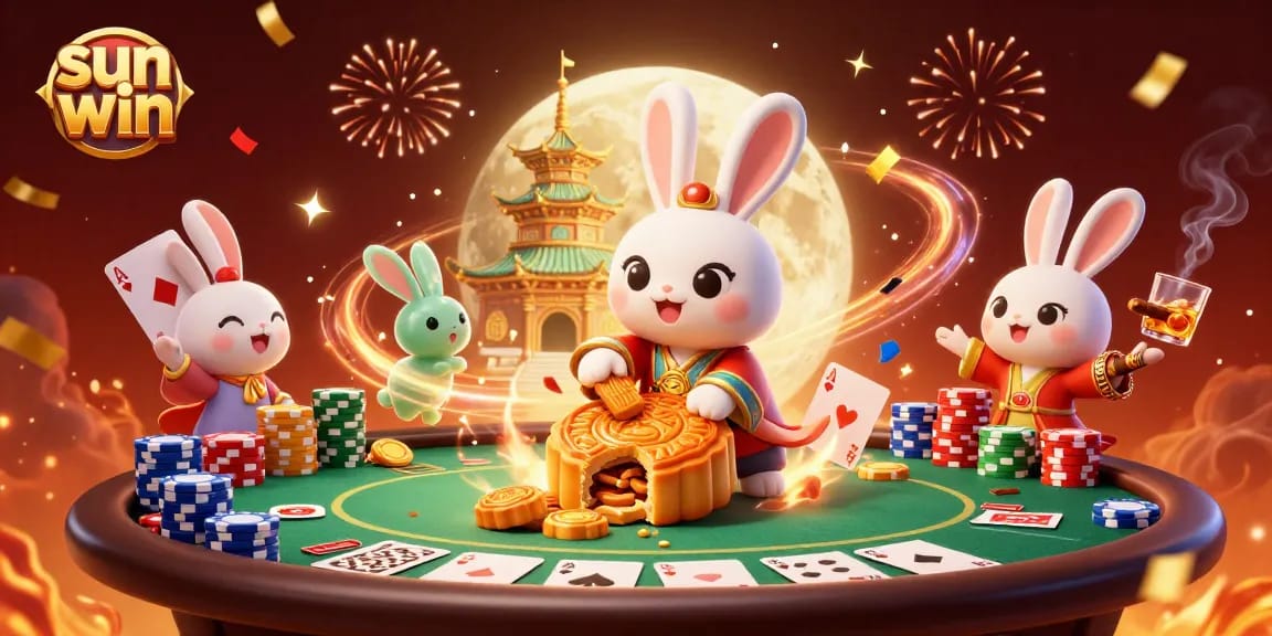 Join the excitement of sun win as the moon rabbit reveals hidden poker treasures while gaming.