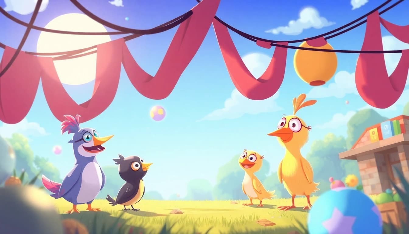 Animationenagentur mit kreativen Charakteren und lebendigen Szenen zur Illustration von Animationstechniken.