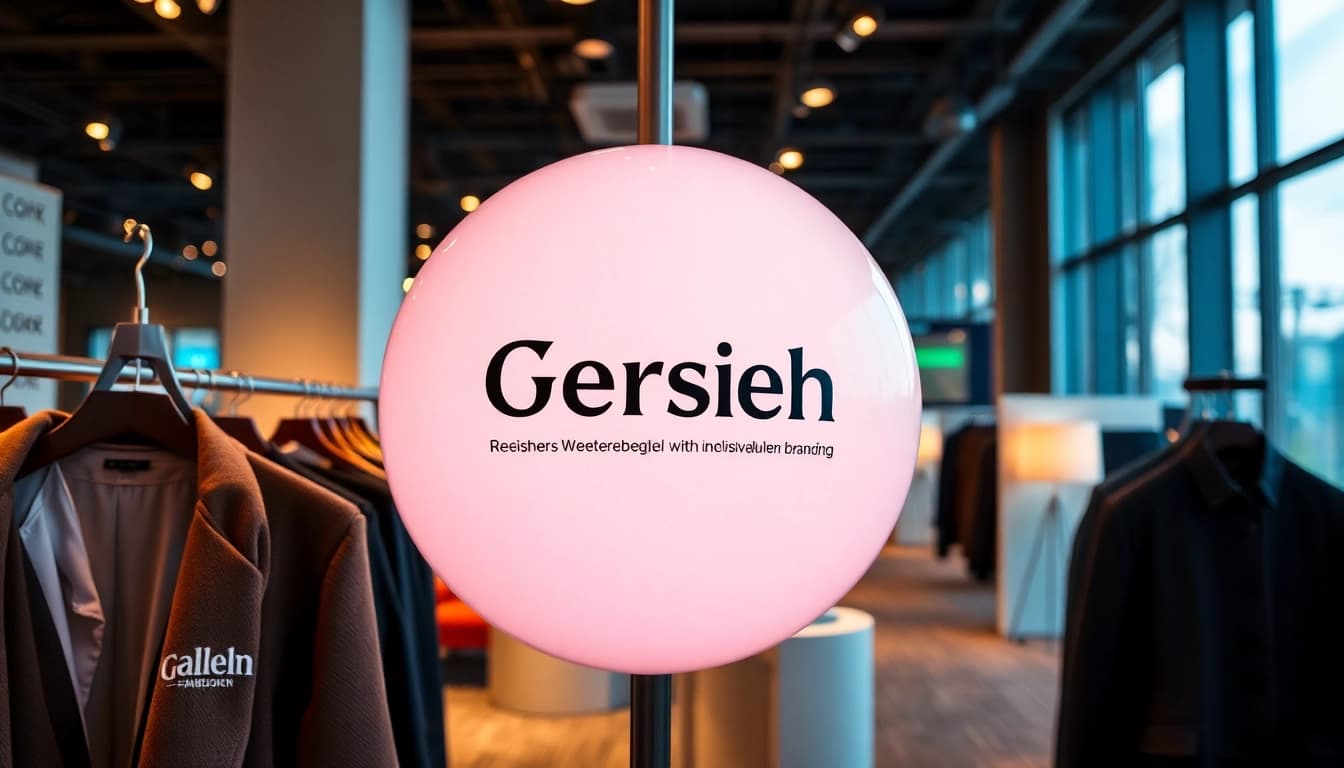 Kleiderbügel mit eigenem branding - stilvoller Holzbügel mit individueller Logo-Gestaltung im eleganten Geschäft.
