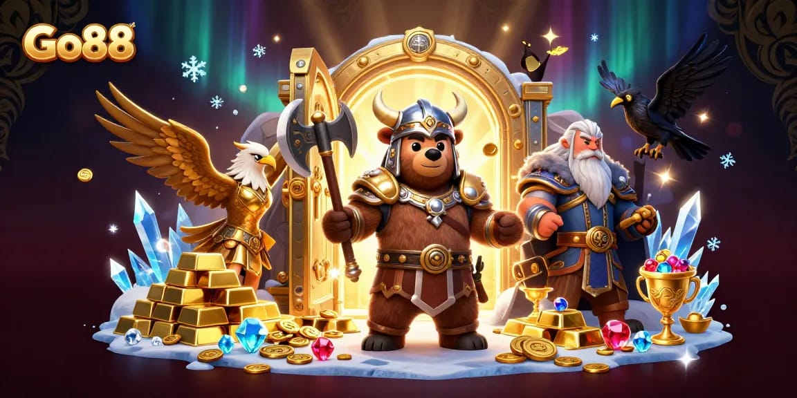 Experience the exciting world of Go88 games with vibrant 3D illustration showcasing thrilling elements and characters.