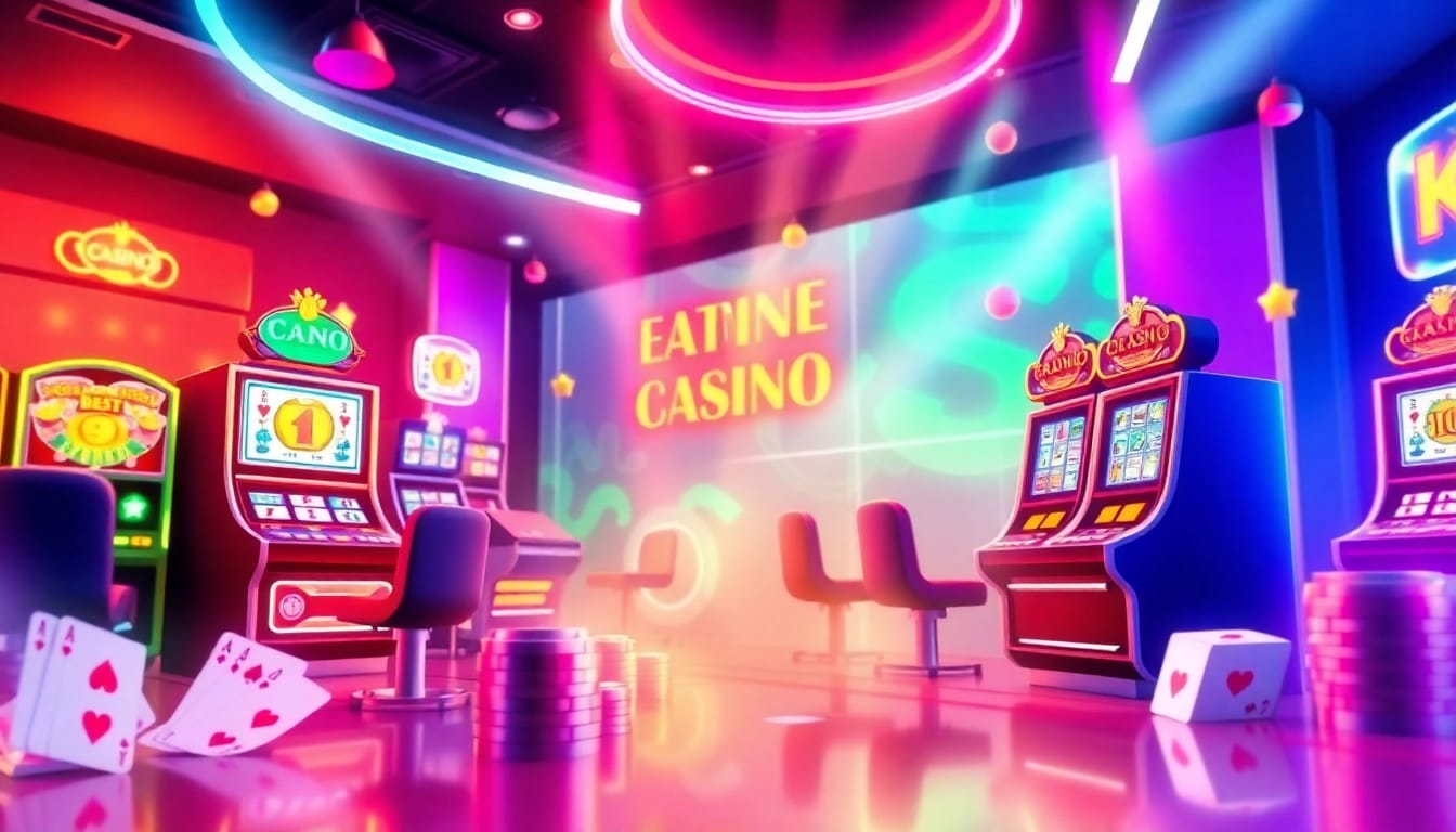 Engaging depiction of Casino Bonus opportunities showcased with vibrant visuals of slot machines and thrills of gaming.