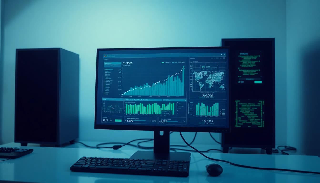 Visualisierung des Web-Rang mit Diagrammen auf einem modernen Computerbildschirm.