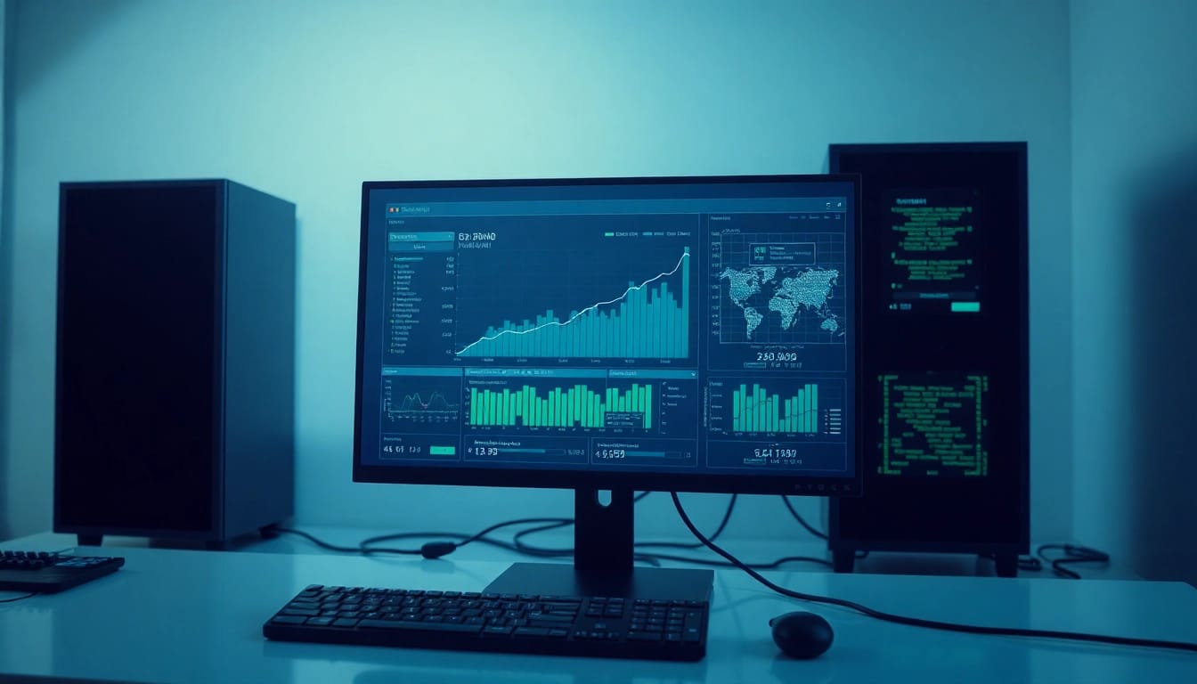 Visualisierung des Web-Rang mit Diagrammen auf einem modernen Computerbildschirm.