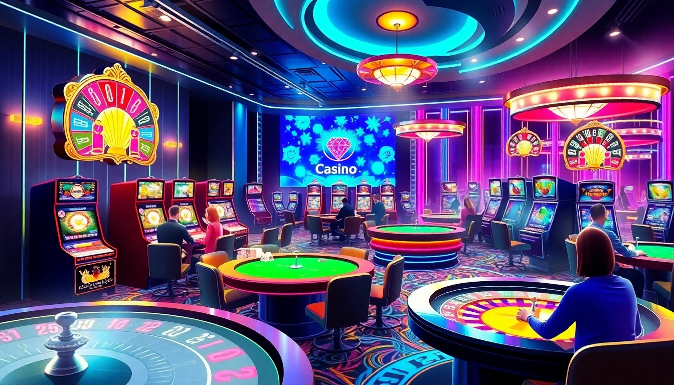 Play exciting games at this online casino Österreich featuring vibrant slot machines and roulette wheels.