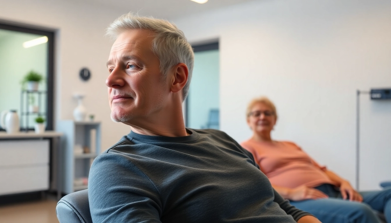 Patient wendet Übungen zur Schmerzlinderung Bandscheibenvorfall gekonnt an und profitiert von professioneller Therapie.