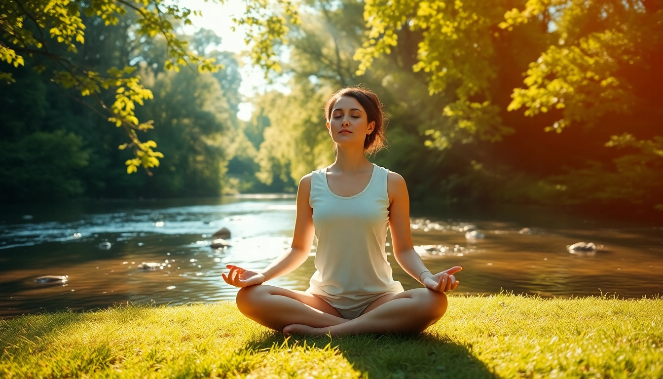 Embracing emotional wellbeing through meditation in nature's tranquility.
