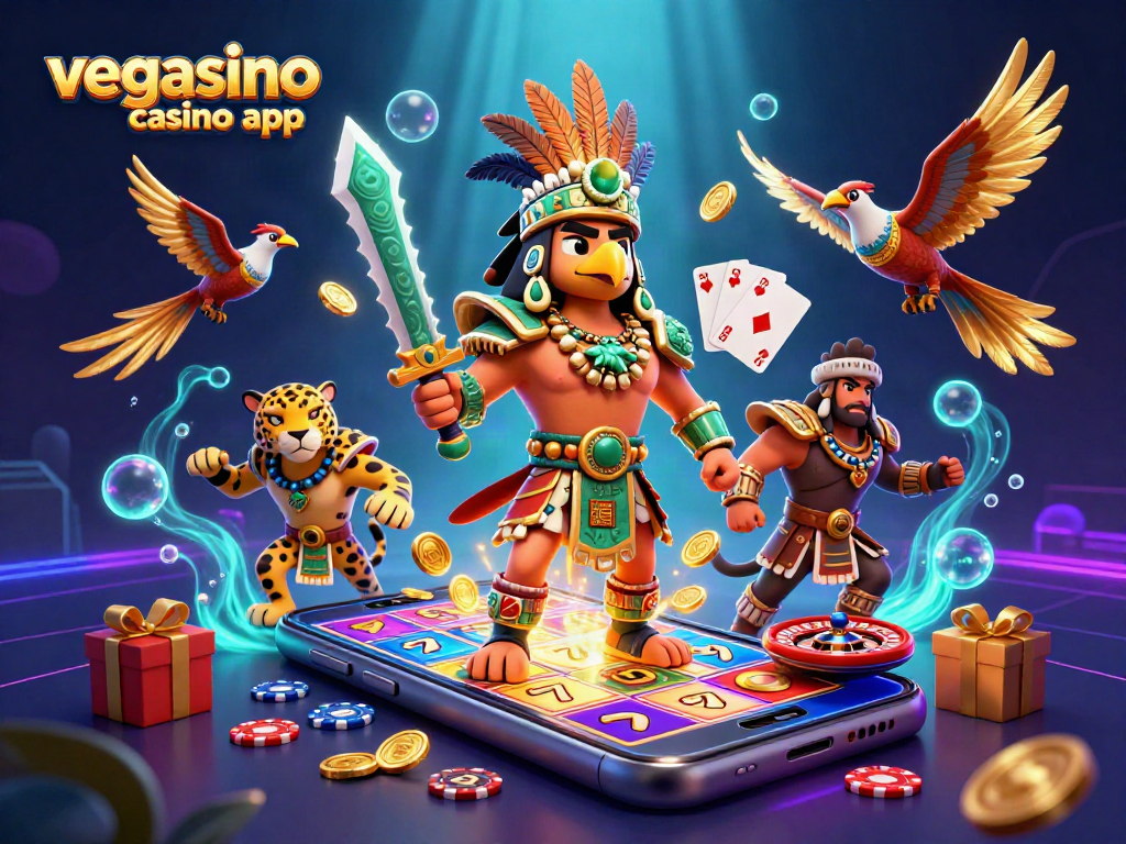 Engage with the vibrant vegasino casino app featuring Aztec characters and dynamic slot games.