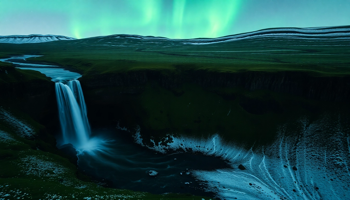Erleben Sie die Magie einer Reise nach Island mit spektakulären Wasserfällen und Nordlichtern, die eine atemberaubende Landschaft formen.