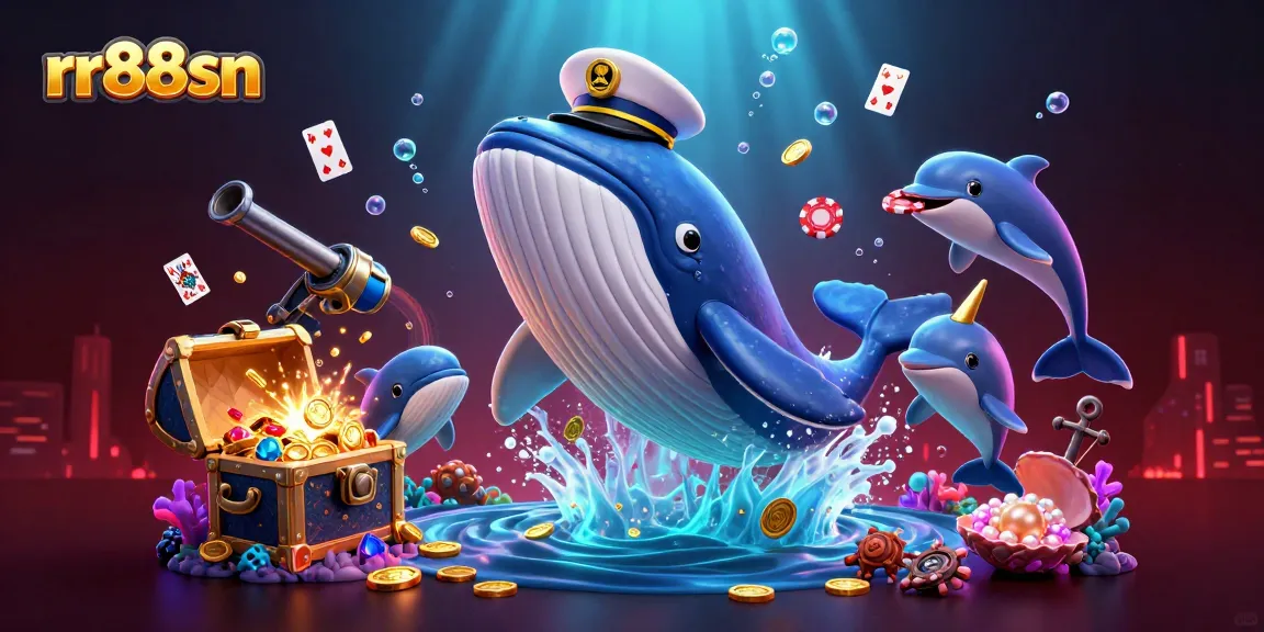 Win big with rr88sn at an underwater casino adventure featuring playful dolphins and golden treasures