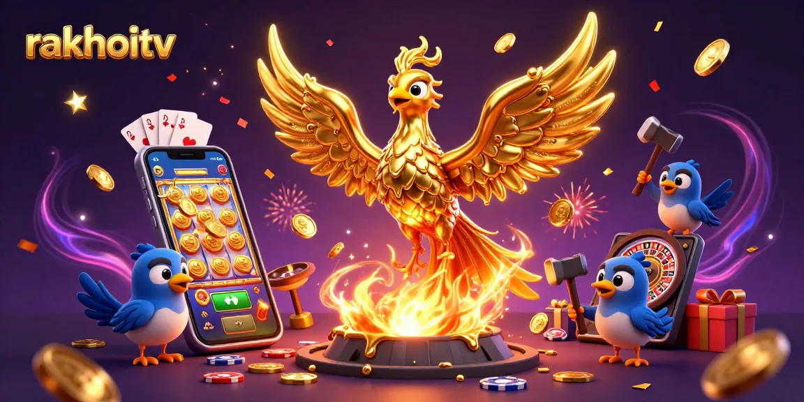 Experience the excitement of rakhoitv with a golden phoenix and dynamic gambling elements.