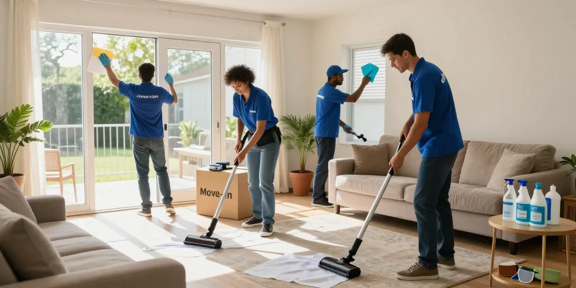 Professional umzugsreinigung solothurn team cleaning a bright living room, ensuring a spotless move-in experience.