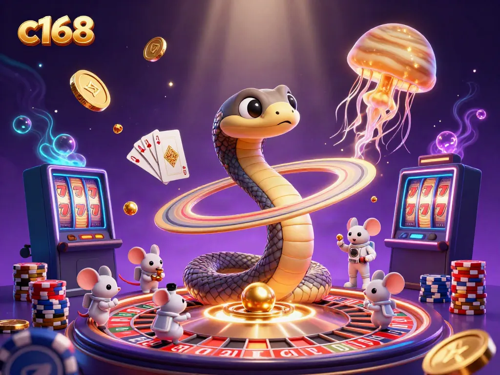 Experience thrilling betting action with c168 in a vibrant cosmic casino scene featuring unique 3D elements.
