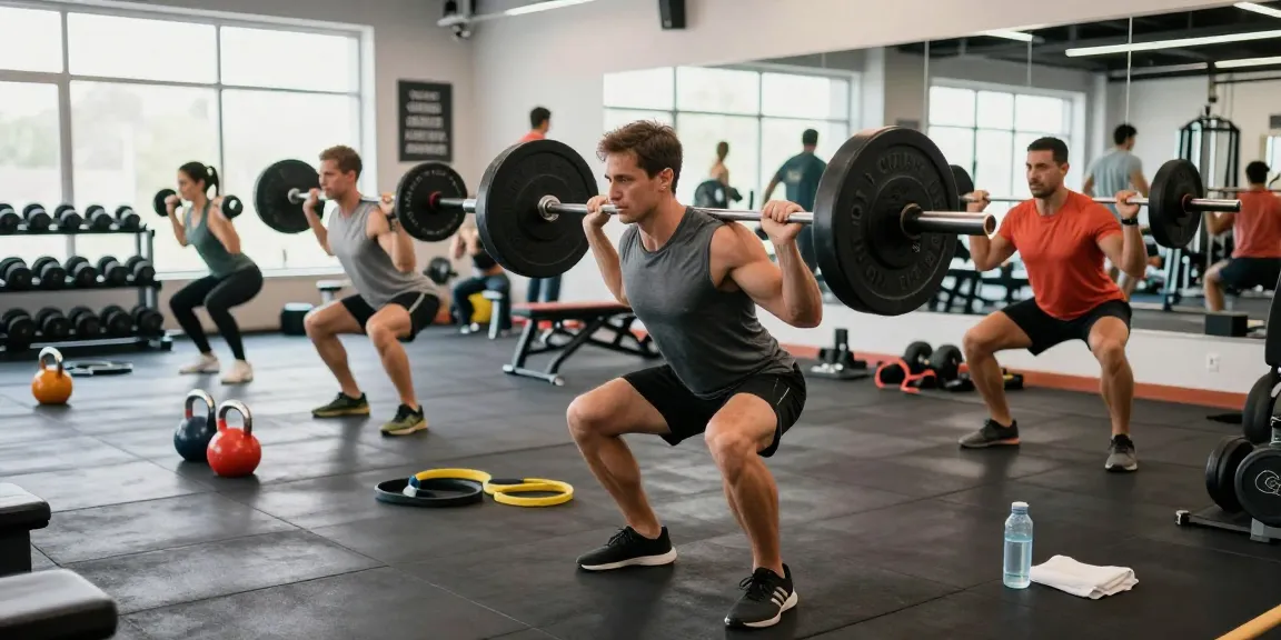 Kraftsportler, der im Fitnessstudio Anabolika Shop Deutschland trainiert, zeigt intensives Workout mit Gewichten und lebendiger Gemeinschaft.