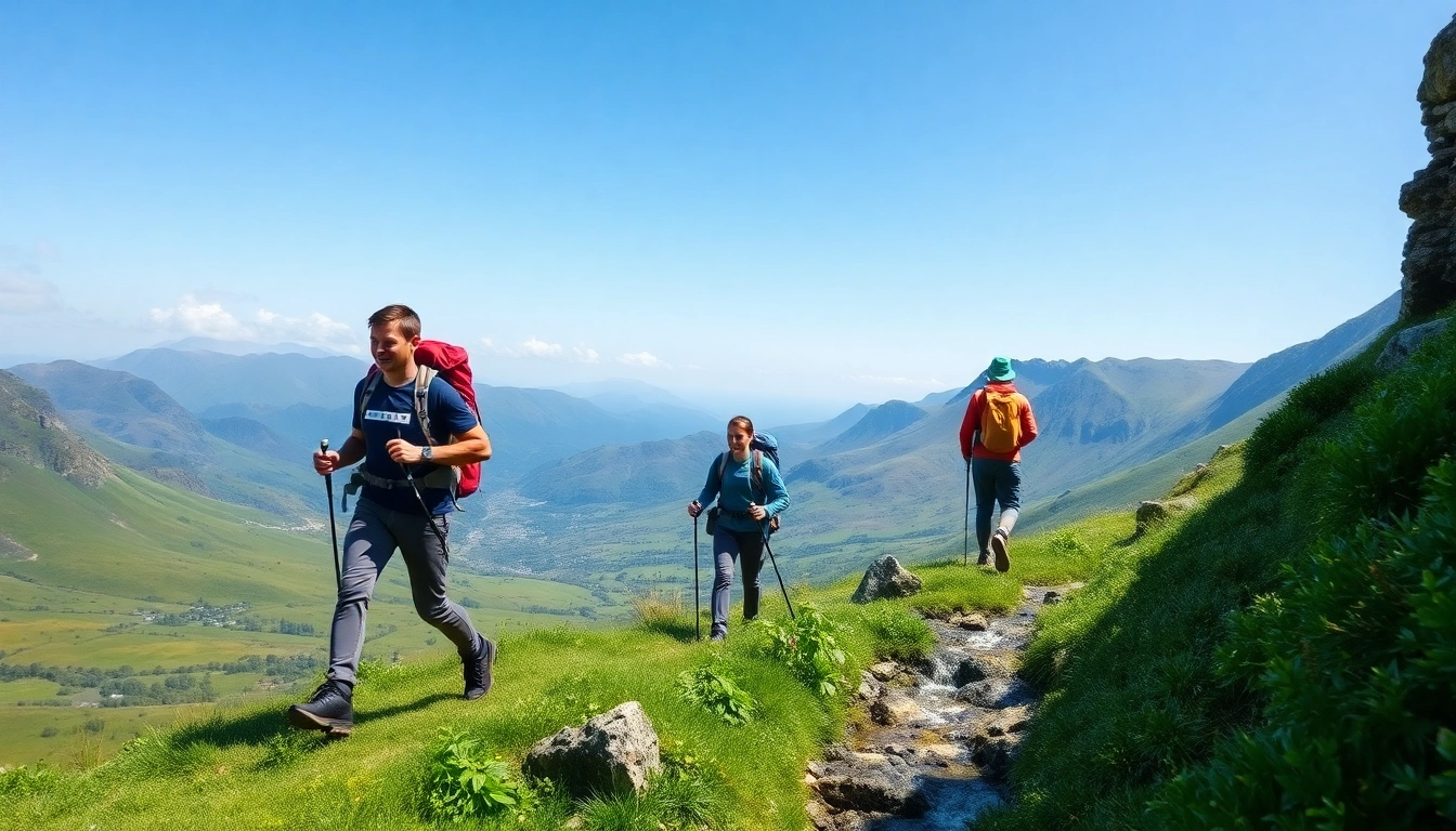 Kerry Way wandern in der irischen Natur, Hiker genießen die Landschaft.