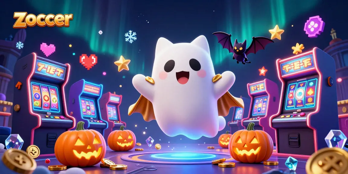 Experience exciting zoccer gameplay in this vibrant, haunted casino scene with playful characters.