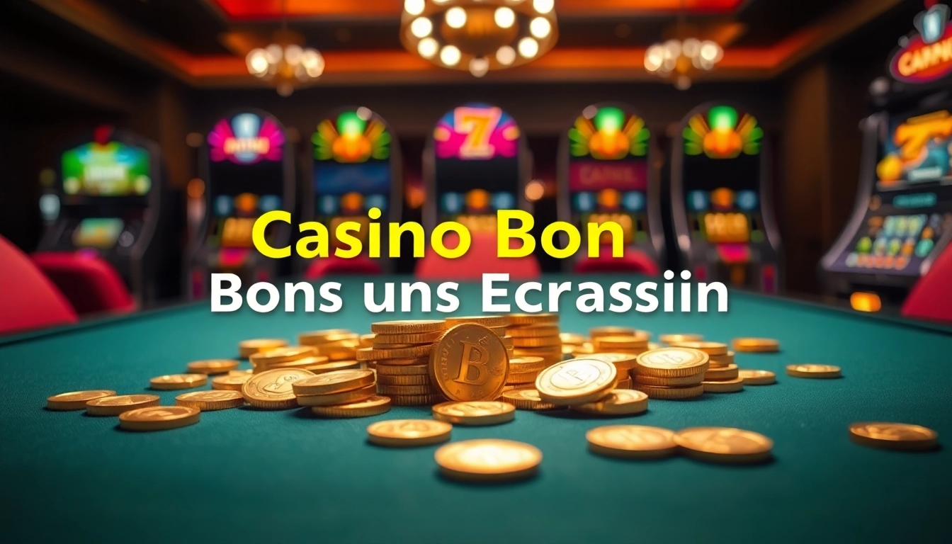 Erleben Sie Casino Bonus ohne Einzahlung mit glänzenden Spielautomaten und goldenem Token-Atmosphäre.