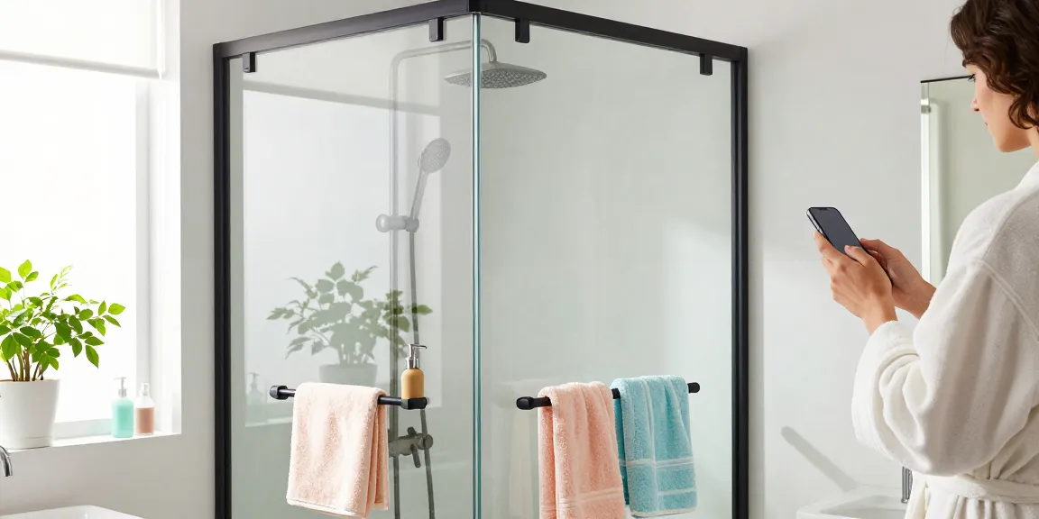 Stijlvolle glazen douchewand met een zwart doucheprofiel in een moderne badkamer.