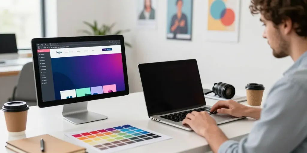 Professionelles Webdesign im Saarland mit kreativer Zusammenarbeit zwischen Designer und Kunde.