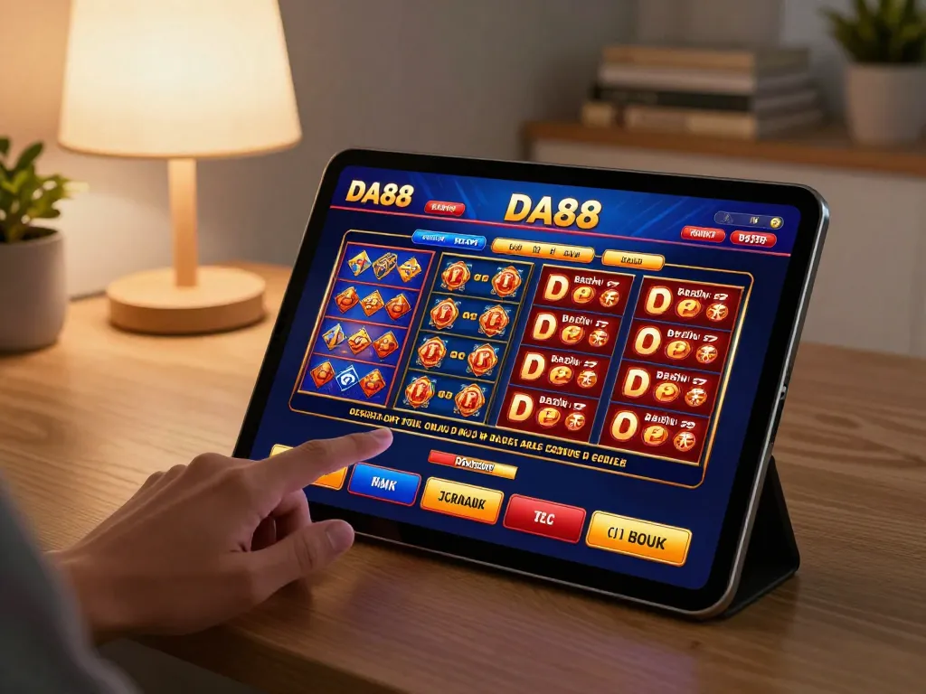 DA88 player enjoying online slots action at home, engaging with interactive gaming platform