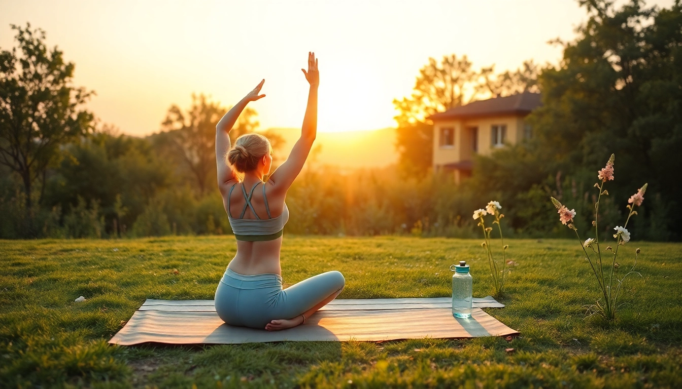 Person beim Yoga zur Förderung des Gewichtsverlusts in einer natürlichen Umgebung.