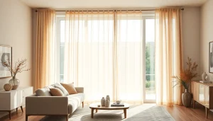 Plissee Maßanfertigung im eleganten Wohnzimmer mit harmonischem Licht und modernes Design hervorheben.