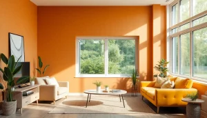 Raumgestaltung mit harmonischen Farben und moderner Einrichtung für ein einladendes Ambiente.
