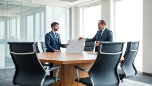 Headhunter Frankfurt in einem modernen Büro, beim Interview mit einem Kandidaten.