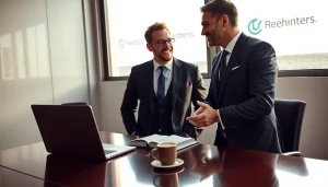 Headhunter CEO berät während eines Gesprächs in einem modernen Büro.