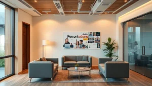 Professionelles Büro zur Personalvermittlung mit warmem Licht und eleganten Möbeln zeichnet Engagement und Erfolg aus.