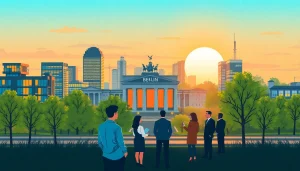 Professionelle Diskussion über Headhunter Berlin in einer modernen Stadtlandschaft.