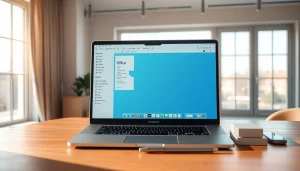 Effiziente Nutzung von Office 2024 Mac kaufen auf einem modernen MacBook im Büro.