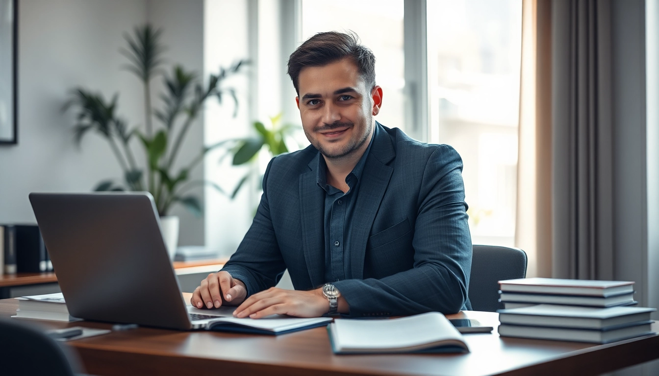 Professioneller Headhunter IT arbeitet an einem modernen Schreibtisch und vermittelt qualifizierte IT-Kandidaten.