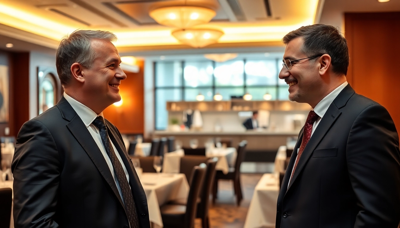 Headhunter Gastronomie im Gespräch mit einem Kandidaten in einem eleganten Restaurant.