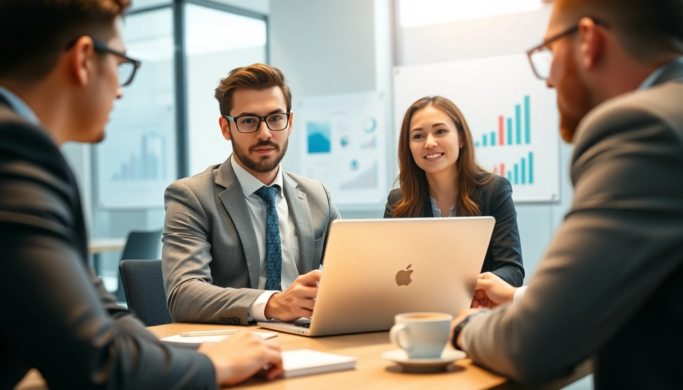 Headhunter IT discusses recruitment strategies in a modern office with a candidate.