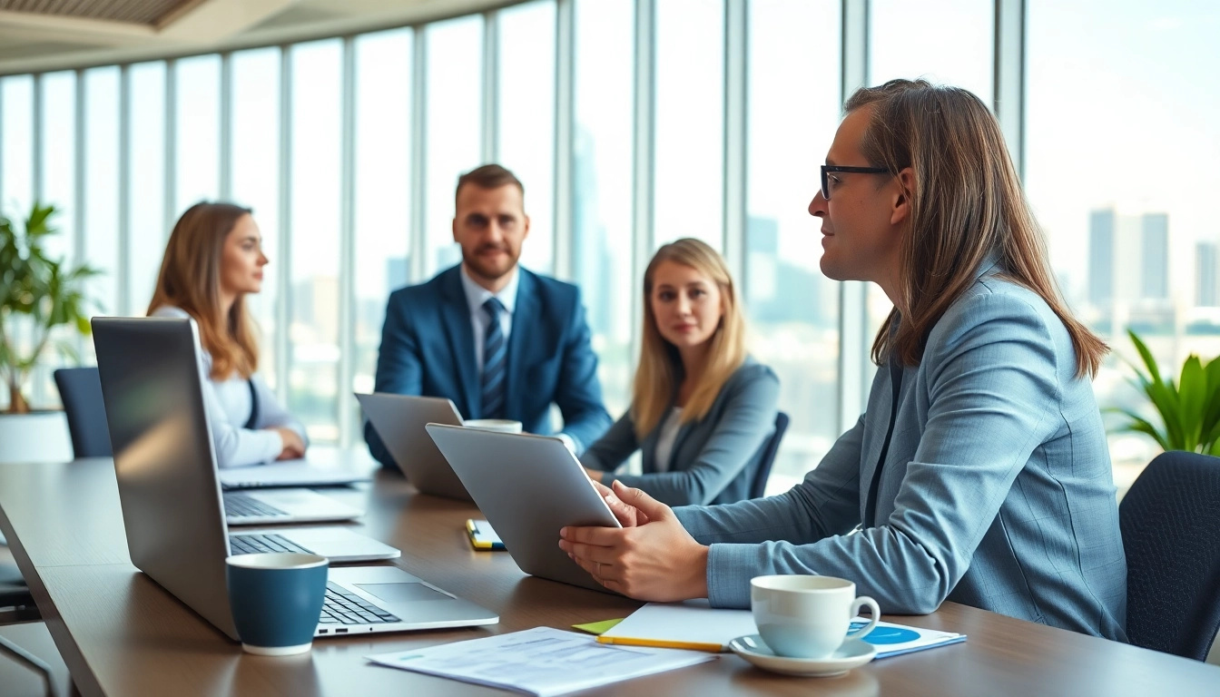 Headhunter IT engaged with a candidate in a modern office setup, showcasing professionalism and focus.