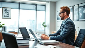 Professioneller Headhunter Schweiz, der in einem modernen Büro mit Lebensläufen arbeitet.