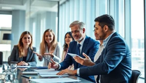 Headhunter Schweiz im professionellen Büro, das strategische Meetings abhält und Engagement zeigt.