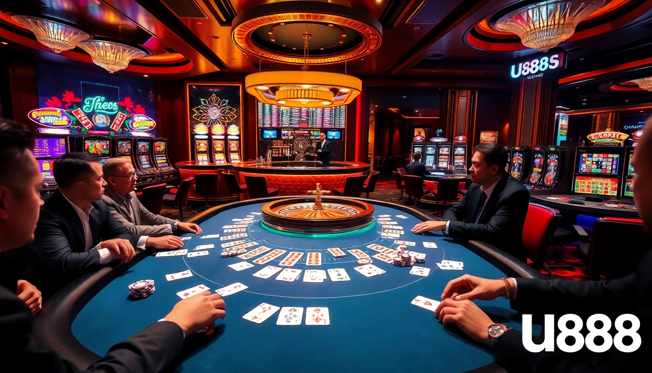 Experience thrilling poker action at U888's luxurious casino.