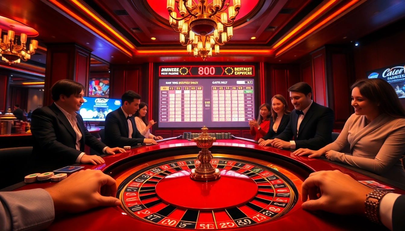 Players enjoying an exciting game at the MM88 casino, featuring roulette and poker tables.