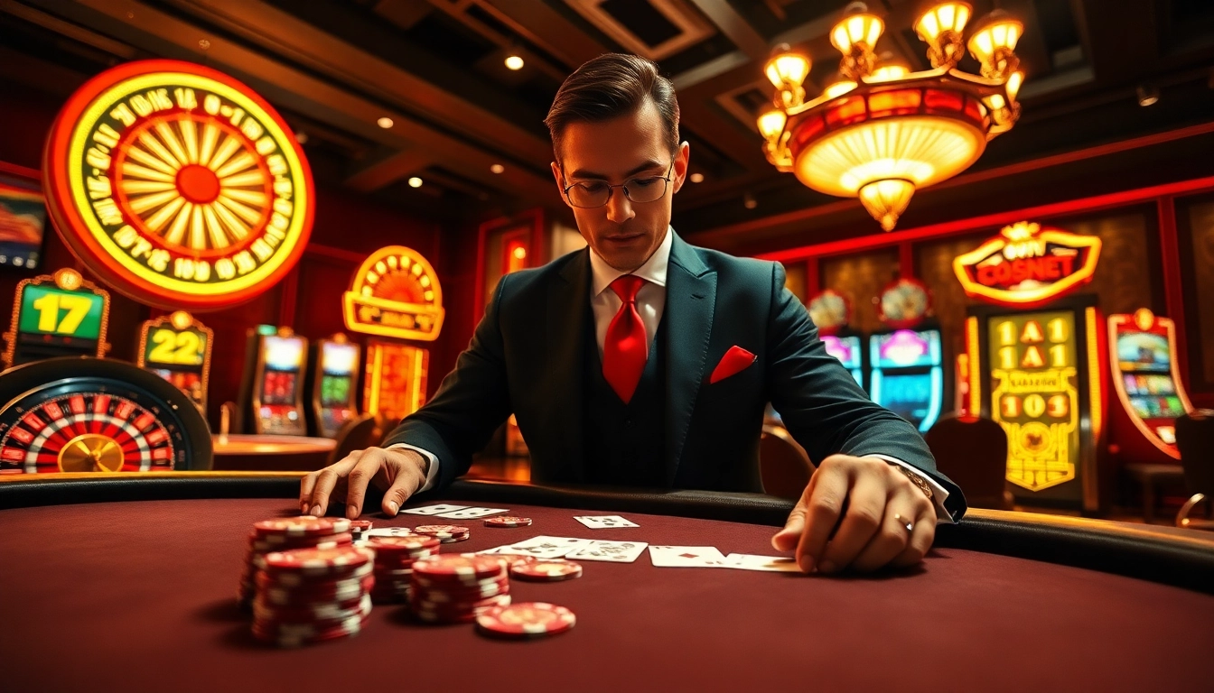 Join the excitement at 28bet's professional casino scene with dealers and poker action.